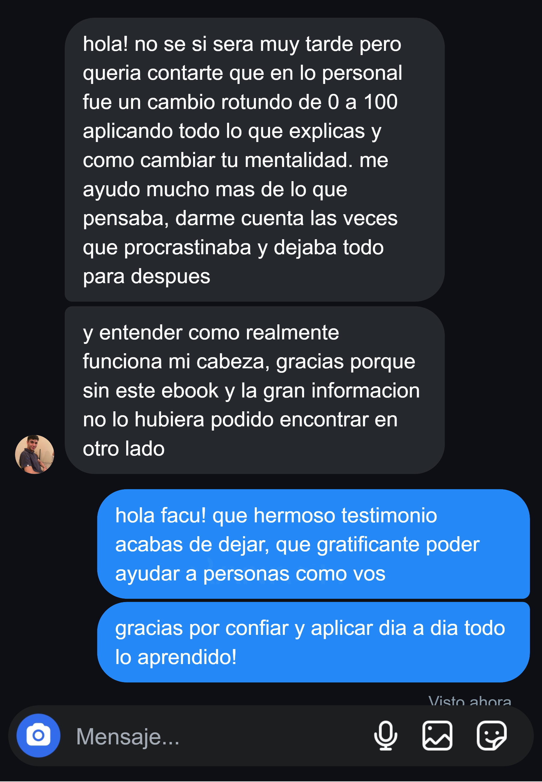 Testimonio WhatsApp